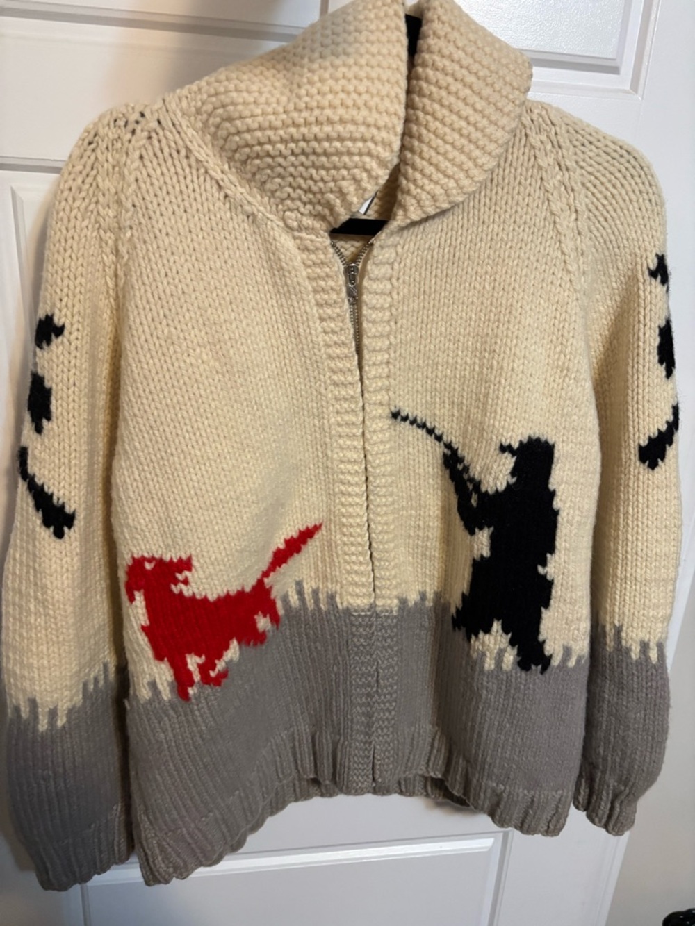 Vintage Cowichan-style full zip cardigan sweater